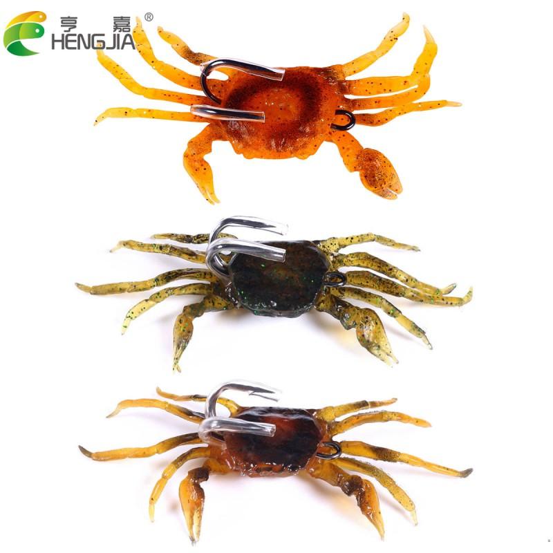 HENGJIA Soft Lure Ice Fishing Sinking Crab-Shape Silicone Bait With Hook Anti-Snag Design Winter Use