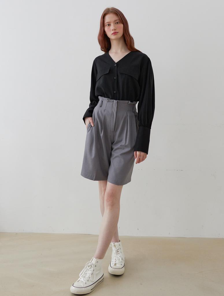 BIBYSEOB Two-Tuck Bermuda Pants Gray [T21]
