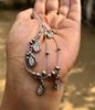 Artisan Crafted 925 Silver + Cz 1 Pair Charm Anklet, Feather Design Jewelry, Handmade, Handcrafted, Elegant, Beautiful