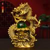 Chinese Style Fengshui Wealth Attract Brass Dragon Ornaments Auspicious Dragon Playing with Pearls Living Room Decoration