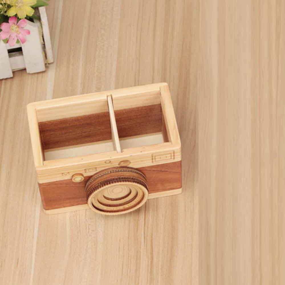 School Supplies Double-layer Pencil Holder Wooden Pen Holder Desk Accessories Makeup Organizer
