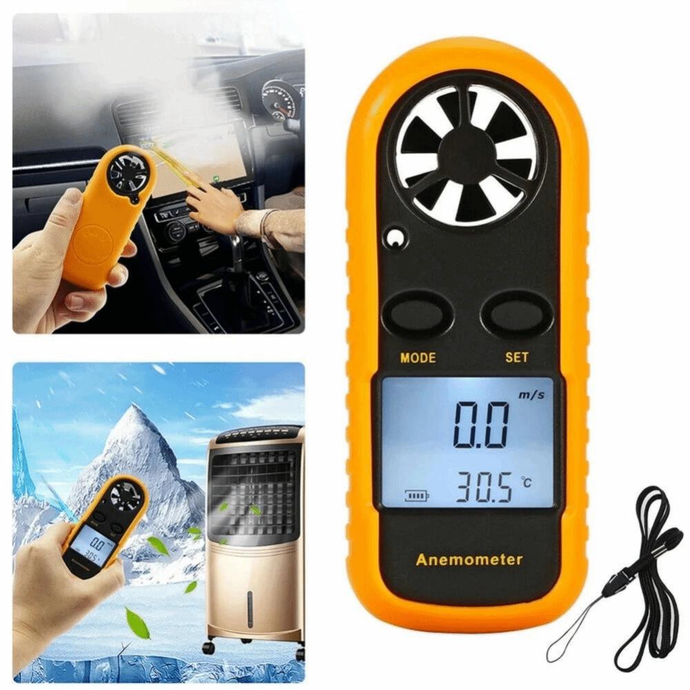 Mini Digital Anemometer Hand-held LCD Display Air Velocity Meter -10°C ~ 45°C 30m/s Wind Speed Gauge Airflow Testing