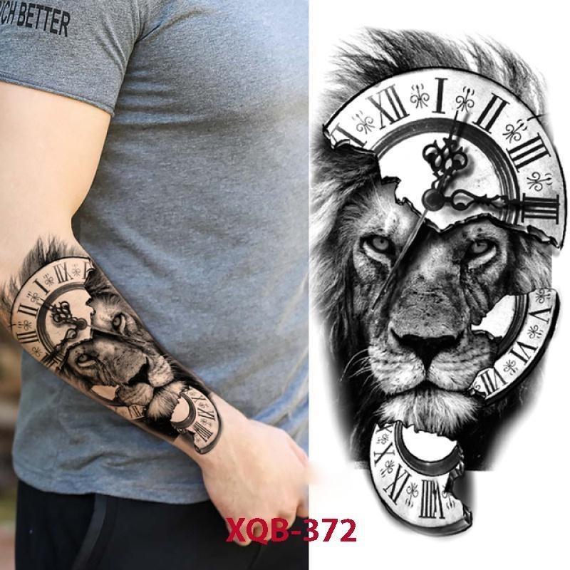 Fake Skull Tattoo Male Lion Wolf Tiger Snake Waterproof Tattoo Sticker Arm Art Fake Tattoo Male