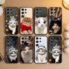 Забавный Милый Кот Чехол для Телефона Для Samsung S26,S25,S24,S23,S22,S30,S21,Ultra,Plus,FE 5G Черный Мягкий Чехол