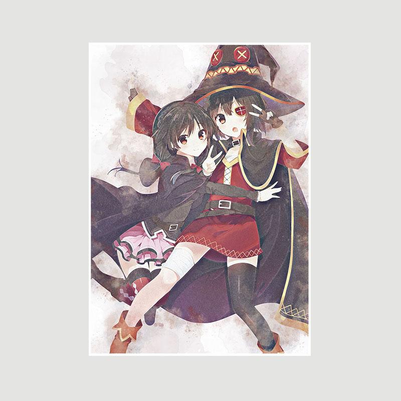 Vintage Anime KonoSuba Megumin White Paper Posters and Prints Bedroom Bar Cafe Decoration Mural  Retro Wall Art Painting Home Decor