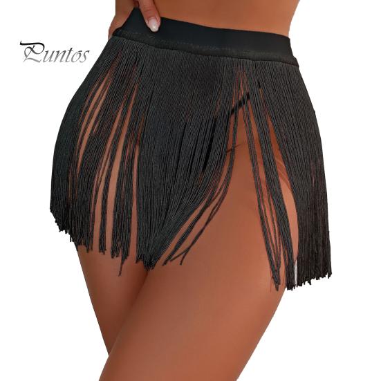 Женская сексуальная пляжная юбка с высокой талией и кисточками, летняя однотонная мини-юбка с бахромой, костюм для вечеринки, Клубная одежда