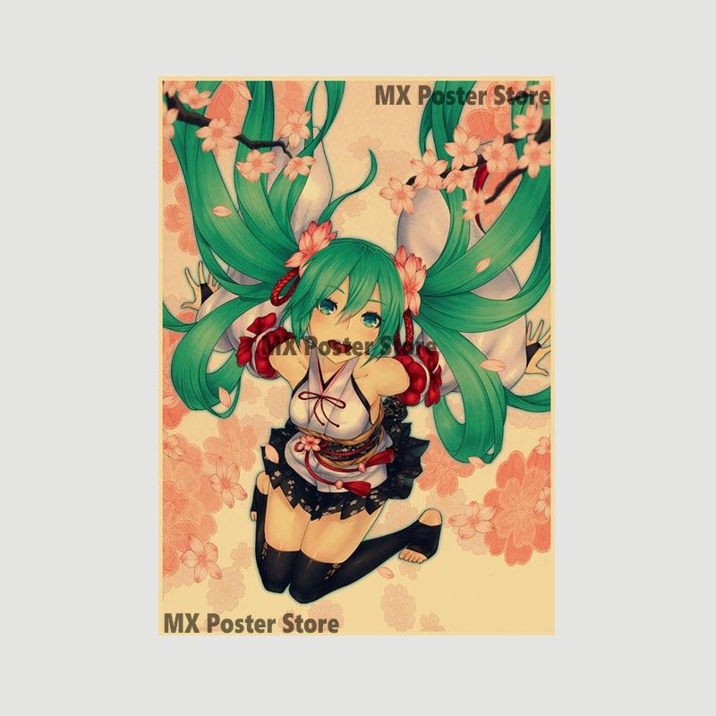 Аниме идол мультфильм певец Мику плакат HD печать крафт-бумага ретро настенные художественные фотографии спальня декоративная живопись домашний декор подарки