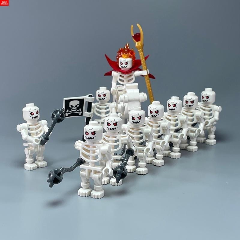 Нетоксичные Одиночные Кубики Moc Сделай Сам Темный Вестник Группа Магов Скелет Череп Строительные Блоки Фигурки Куклы Игрушки Для Детей Подарки