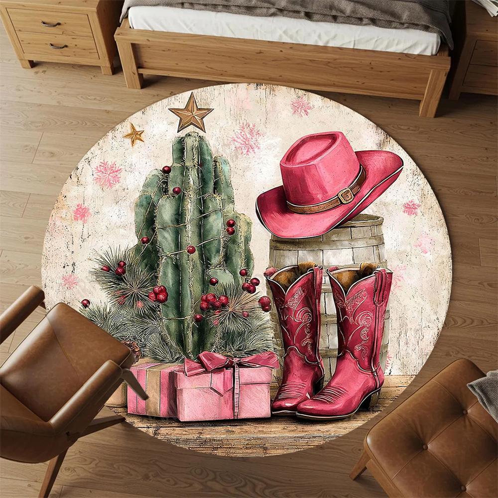 1PC cowgirl western Office Round Area Rug, Under Office Chairs Bedroom Living Room Home Decor,Carpet for Office, -1110213