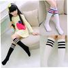 Kids Knee High Socks Girls Boys Football Stripes Cotton Sports School Socks