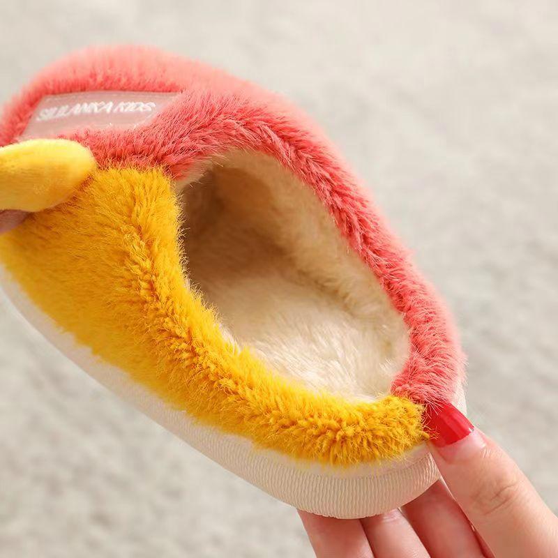 Детские хлопковые тапочки, милые домашние теплые нескользящие детские меховые тапочки с героями мультфильмов, модные домашние мягкие тапочки