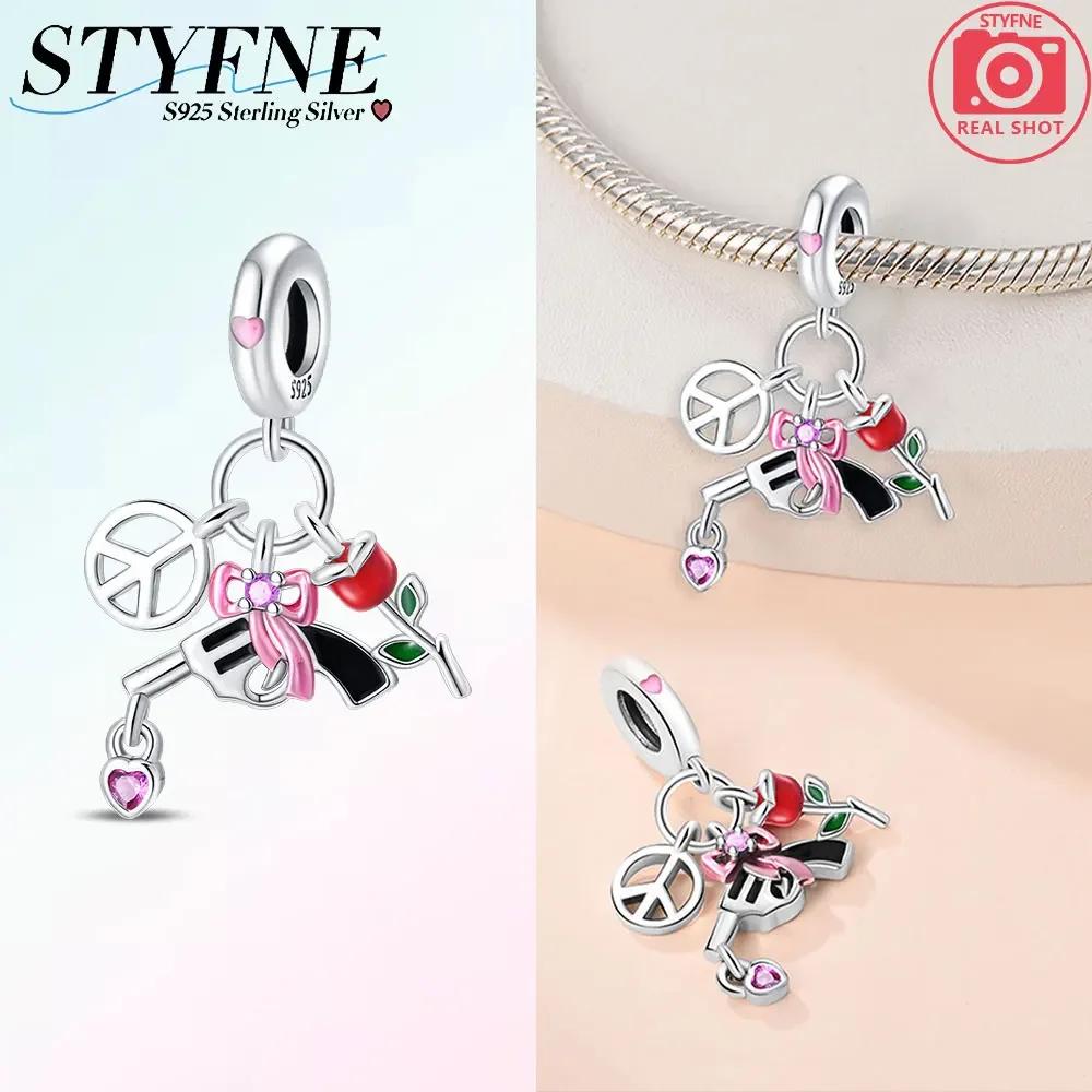 Authentic Original Charm Bead Components Brown Bear Pink Zircon Blue Heart Lucky Fortune Bead Components Compatible With Bracelet High Quality Fine