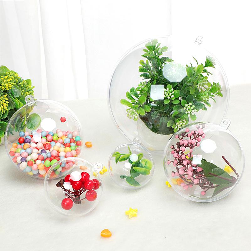 10шт DIY прозрачные рождественские елочные шары пластиковые заполняемые безделушки декоративная сфера
