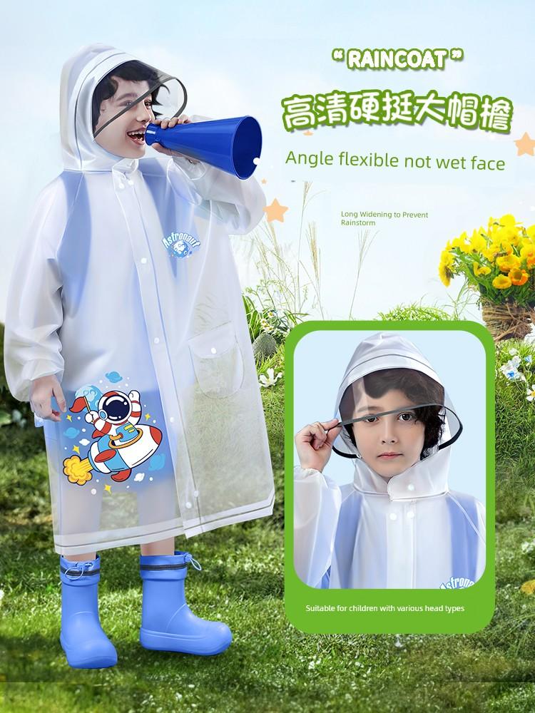 Kids Raincoat for Boys and Primary School Students, School Bag, First Grade Girl 2024 Poncho for Boys