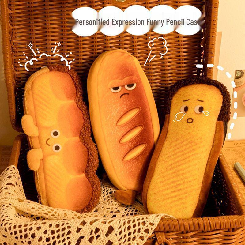Creative Plush Bread Pencil Case - Popular Furry Stationery for Elementary & Middle School Girls, 2021 Edition