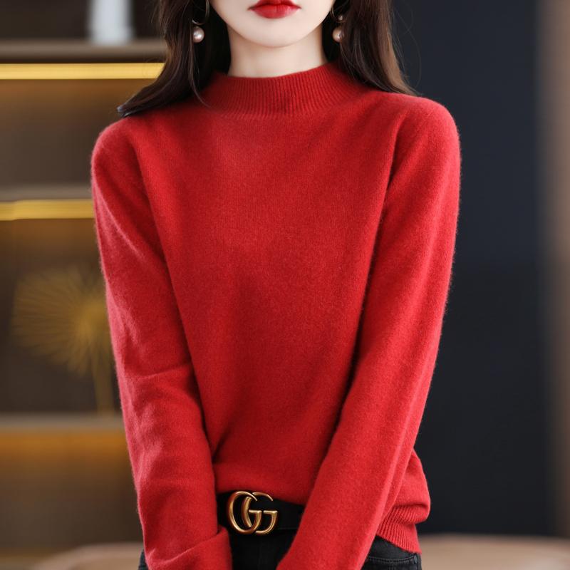 Женский свитер с полуводолазкой, кашемир Цинхэ, 30% кашемир, 70% шерсть, зимний вязаный пуловер, осенний свитер, кашемировый свитер