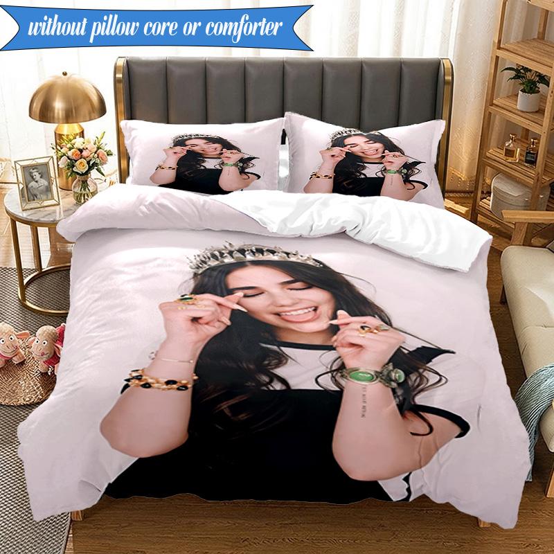 pop music Dua Lipa 3pcs K-pop music group Bedding set,Ideal for Bedroom, Dormitory,Including Duvet Cover And 2pcs Pillowcases,Fan gifts