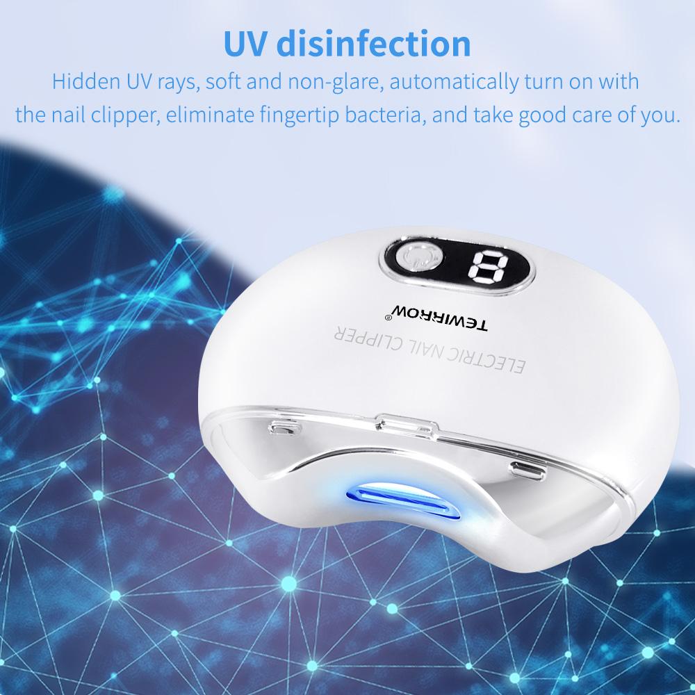 TEWIRROW Автоматические электрические кусачки для ногтей с УФ-лампами, безопасные кусачки для ногтей, пилочка для ногтей, перезаряжаемый триммер для ногтей для пожилых людей, детей