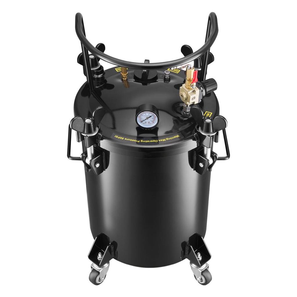 Pressure Pot Paint Tank, 30 L Heavy Duty Steel Pressure Pot Tank, Spray Paint Pressures Pots with Three Quick-Connect Couplers for Home Use, DIY, Art