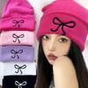 Y2K Bow Embroidered Knitted Hat Autumn And Winter Warm Women Beanies Cap Korean Fashion Solid Color Female Girls Skullcap Bonnet