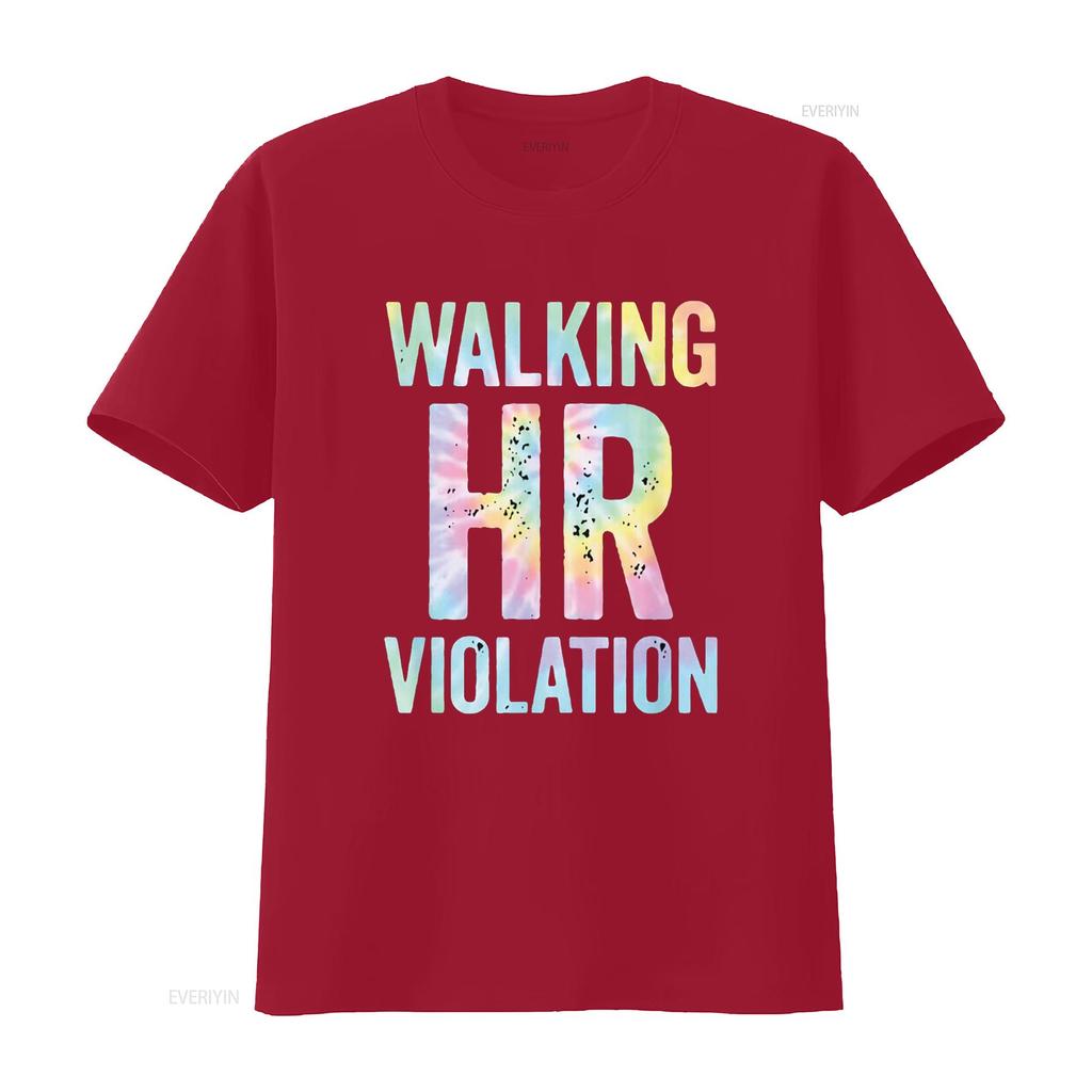 Vintage Walking HR Violation Human Resources Nigh Tie Dye T Shirt vintage Washed Top For Everyday Wear Casual graphic Versatile