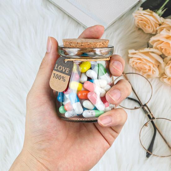 Стеклянная бутылка с капсулами. Капсулы с любовными записками своими руками в бутылке. Набор капсул с секретным посланием. Подарок на день рождения ко Дню святого Валентина.