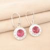 Beautiful Pink Tourmaline 925 Sterling Silver Handmade Designer Earrings 1.5" EE-153-12