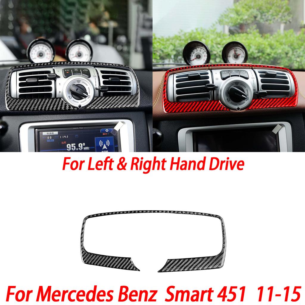 For Benz Smart W451 Fortwo 2011-2015 Carbon Fiber Copilot Storage Box Handle Center CD Gear Shift Panel Interior Trim Sticker