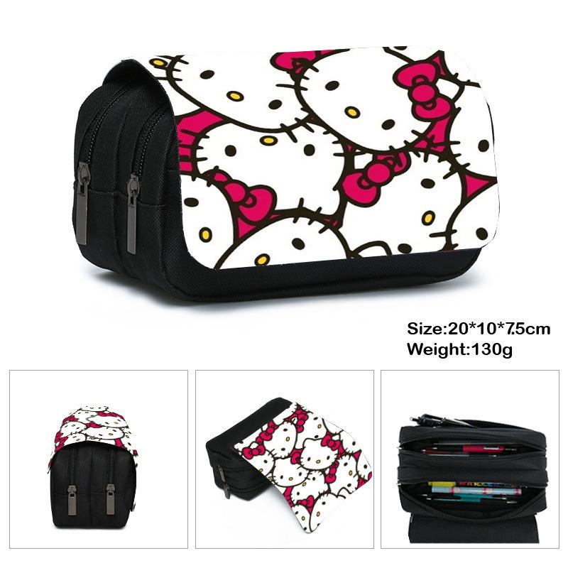 Printed Polyester Pencil Case, Large-Capacity Storage Bag, Double-Layer Flip Cover, Stationery Box.