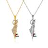 Zinc Alloy Key Shape Map Crystal Pendant Necklace Middle East Geometric Personalized Charm Jewelry Minimalist Accessories
