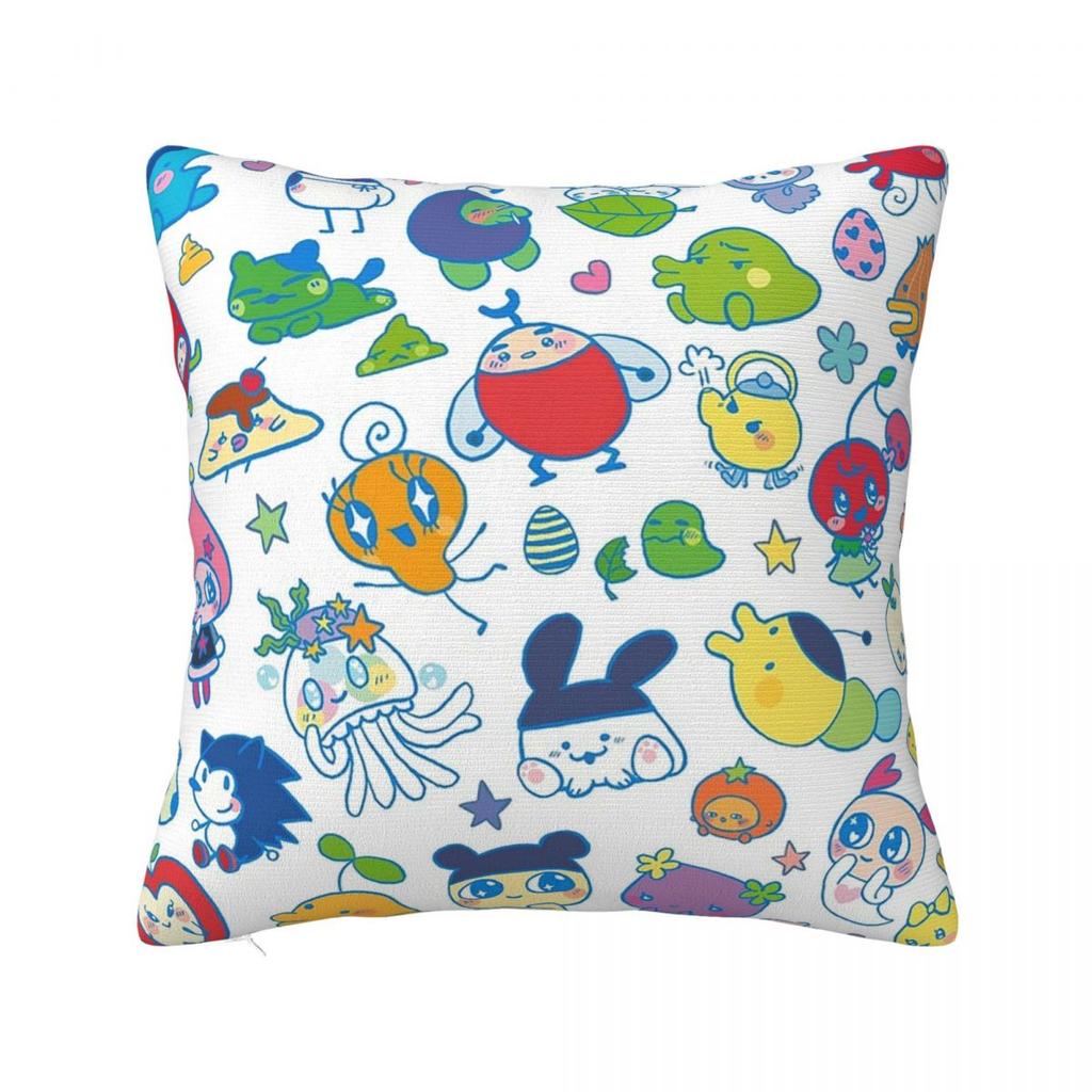 Tamagotchi Friends Square Pillowcase Pillow Cover Polyester Cushion Zip Decorative Comfort Throw Pillow for Home Car
