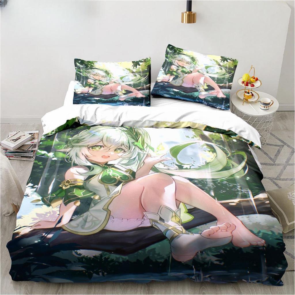 New Genshin Impact Nahida Kawaii Cute Cartoon Nahida King Twin Double Child Bedding Set Microfiber or Polyester Duvet Cover Set