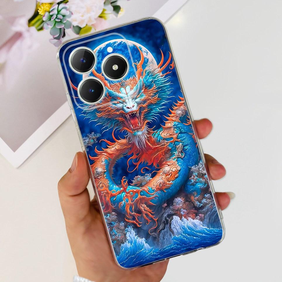 For Realme C63 C61 Phone Cover Case Cool Cartoon Dragon Space Man Cat Funda Soft Clear Silicone Bumper For Realme Narzo N61 N63