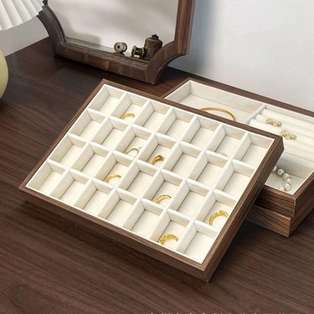 Velvet Lining Earrings Storage Holder Solid Wood High-end Necklace Organizer Jewelry Photography