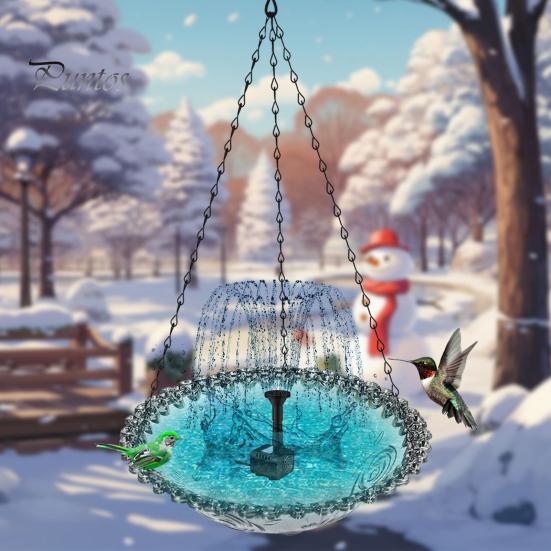 Подвесная ванна для птиц с солнечным фонтанным насосом для сада, поднос для кормушки колибри, солнечная энергия, фонтан, ванна для птиц, чаша для улицы