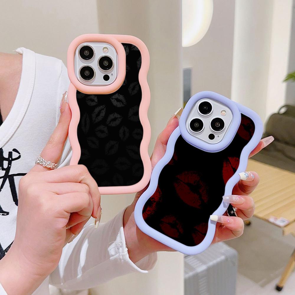 Ae87 Lips Kiss Digital Art Protective Phone Cases for Samsung S24 Plus S23 Ultra A14 A55 A06 Honor X9b Motorola OnePlus Big Wave TPU Back Cover