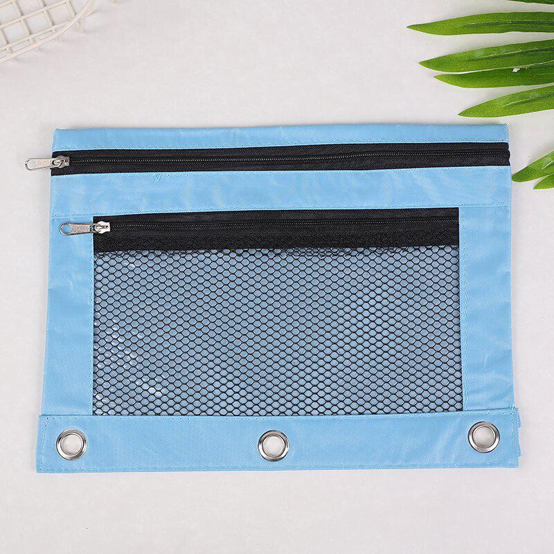 Папка-регистратор на кольцах B5 из ткани Оксфорд с прозрачным пеналом и двойной молнией на три отверстия