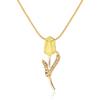 Spring Trend Colorful Enamel Tulip Necklace for Women Gold Color Chain Crystal Flower Zircon Pendant Aesthetic Jewelry Gift