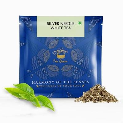 TEA SENSE Silver Needle Белый чай | 15 шт | Чайные пакетики в форме пирамидки в запечатанных пакетиках | Премиальный органический элитный чай | Можно заваривать повторно