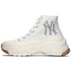 New MLB Chunky High Anti Slip Wear Resistant High Top Canvas Shoes Unisex White 32SHU1111-50I