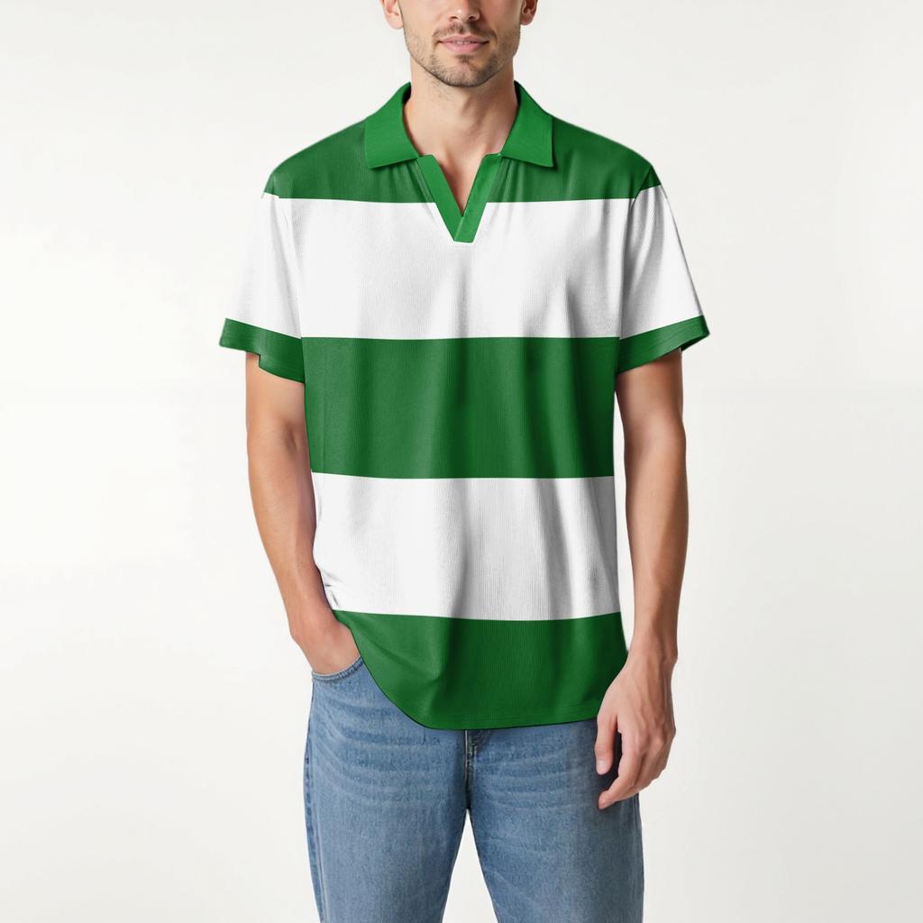 Мужская модная футболка для гольфа с коротким рукавом и V-образным вырезом