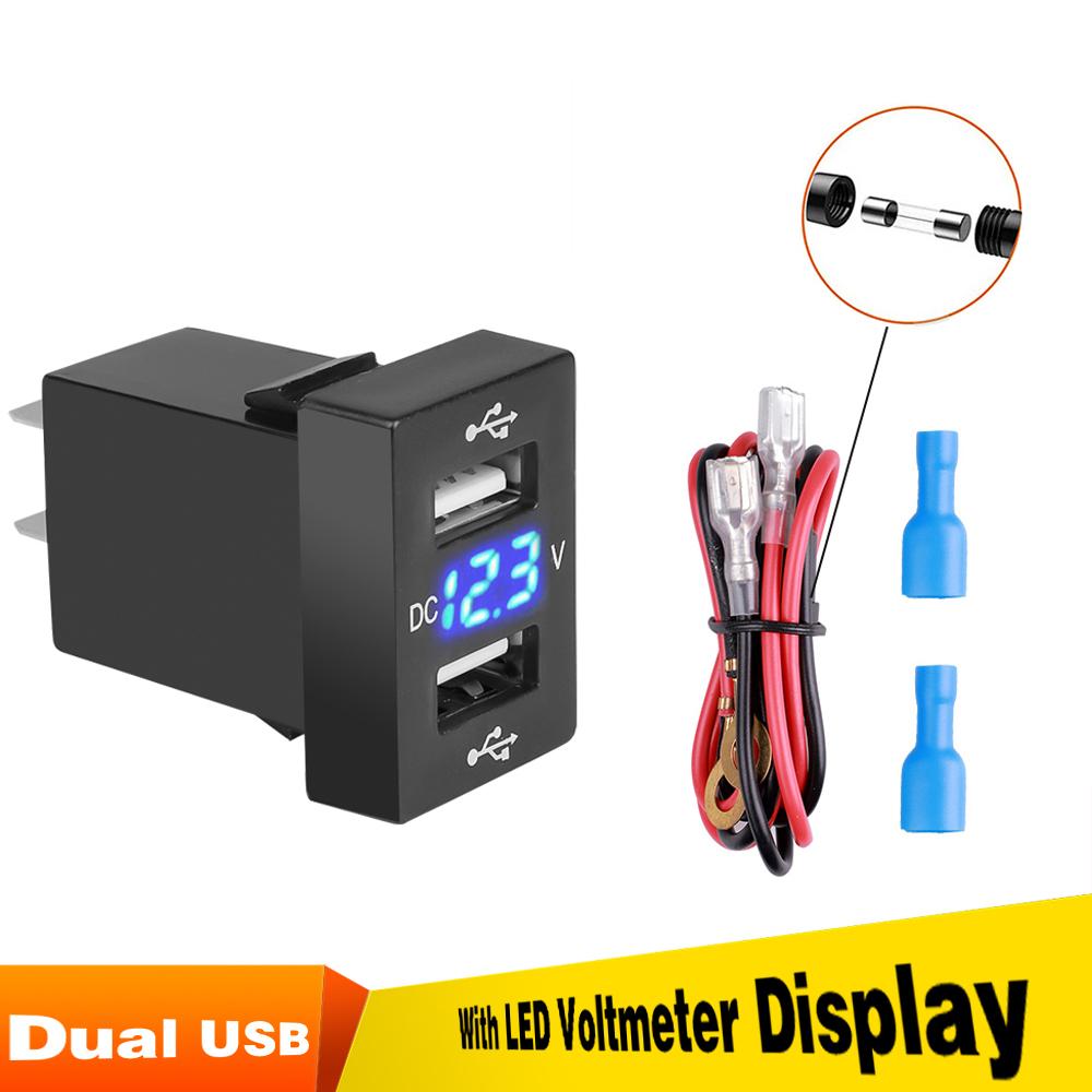 Автомобильное зарядное устройство Kebidumei Dual USB 12 В 3,1 А, светодиодный вольтметр, адаптер питания с цифровым дисплеем напряжения для автомобилей серии Toyota