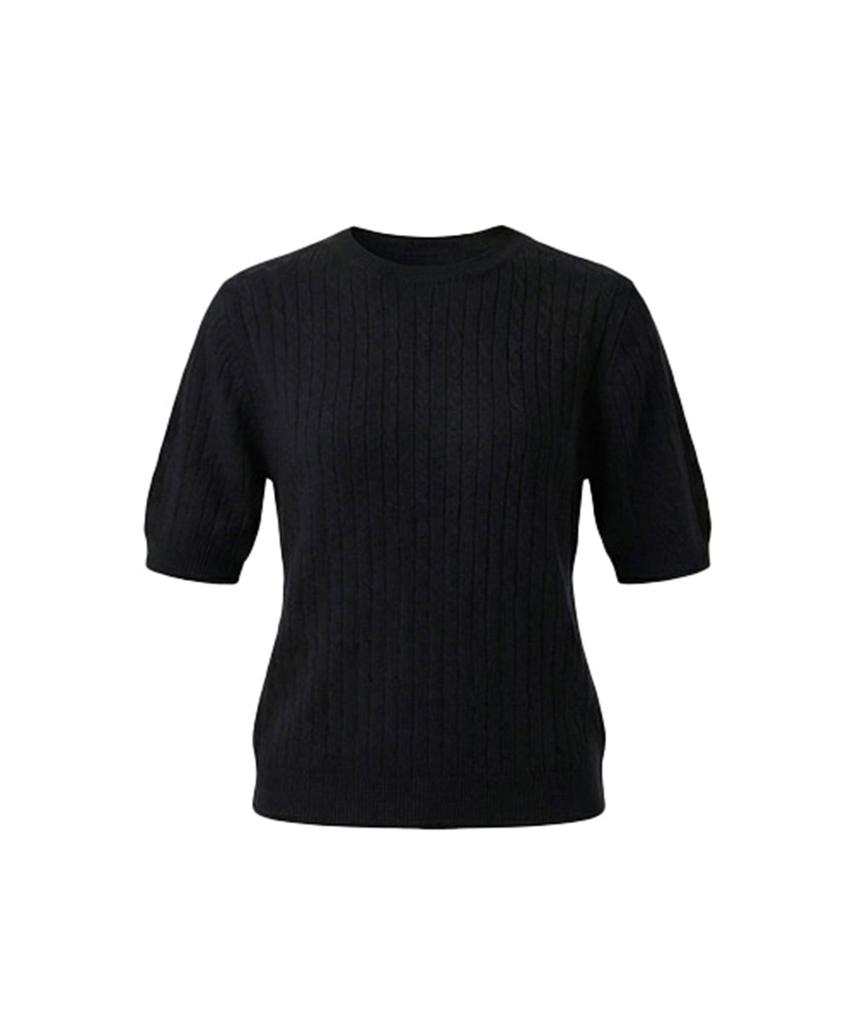 Baseukala Вязаный топ с коротким рукавом, круглый вырез (5Colors)
