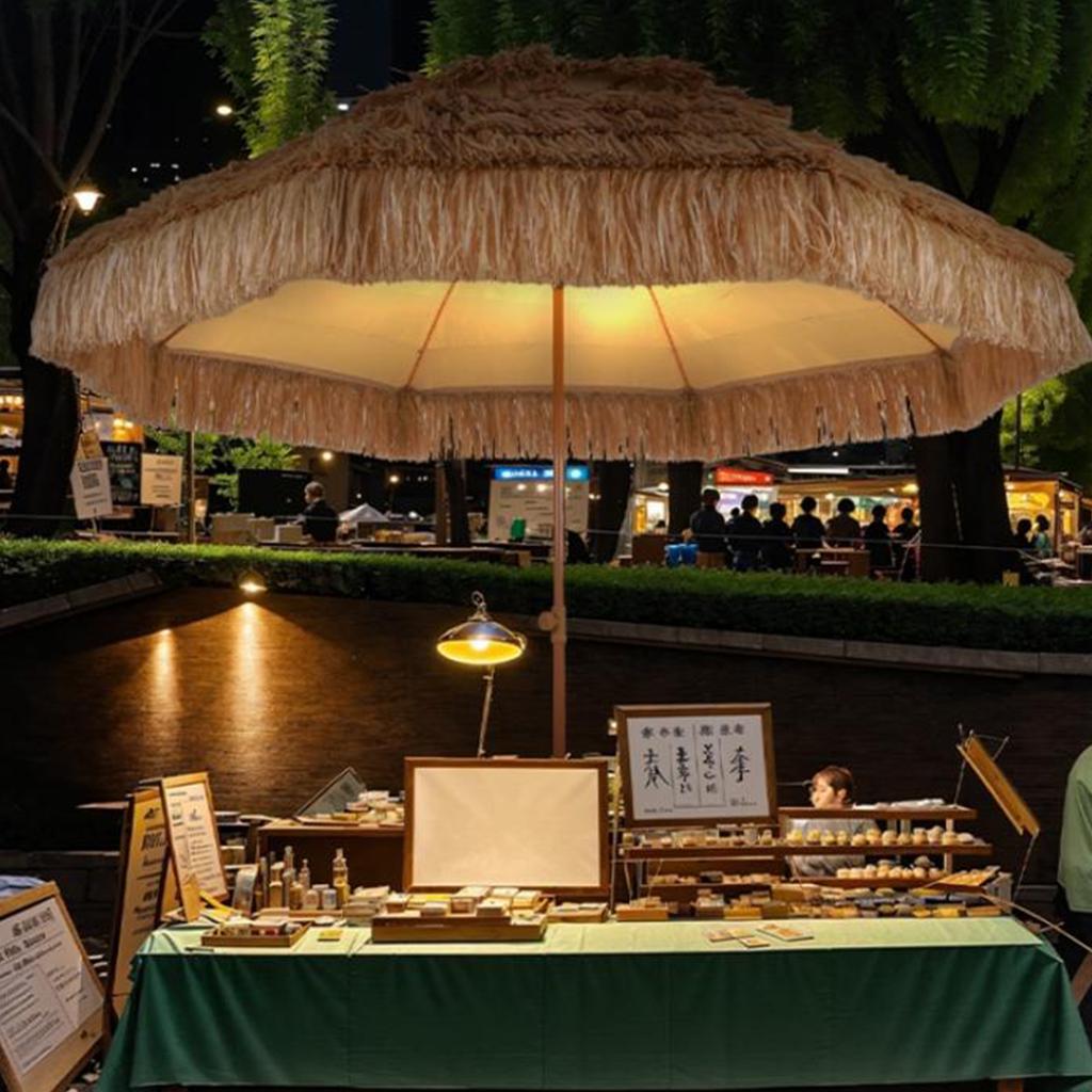 9ft Pool Patio Beach Umbrella with 8 Ribs Uv Protection Thatched Beach Umbrella for Market Terrace Restaurant