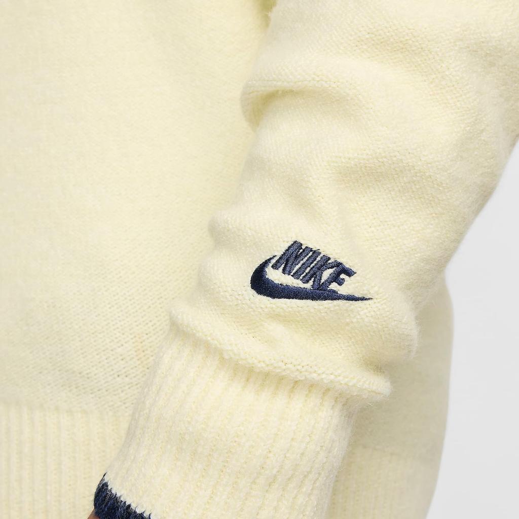 Nike Пари Сен-Жермен Серия Tech Pack Футбольный Пуловер V-образный Вырез Длинный Рукав Вязаный Топ Мужские Топы Снежно-Белый FQ7801-744