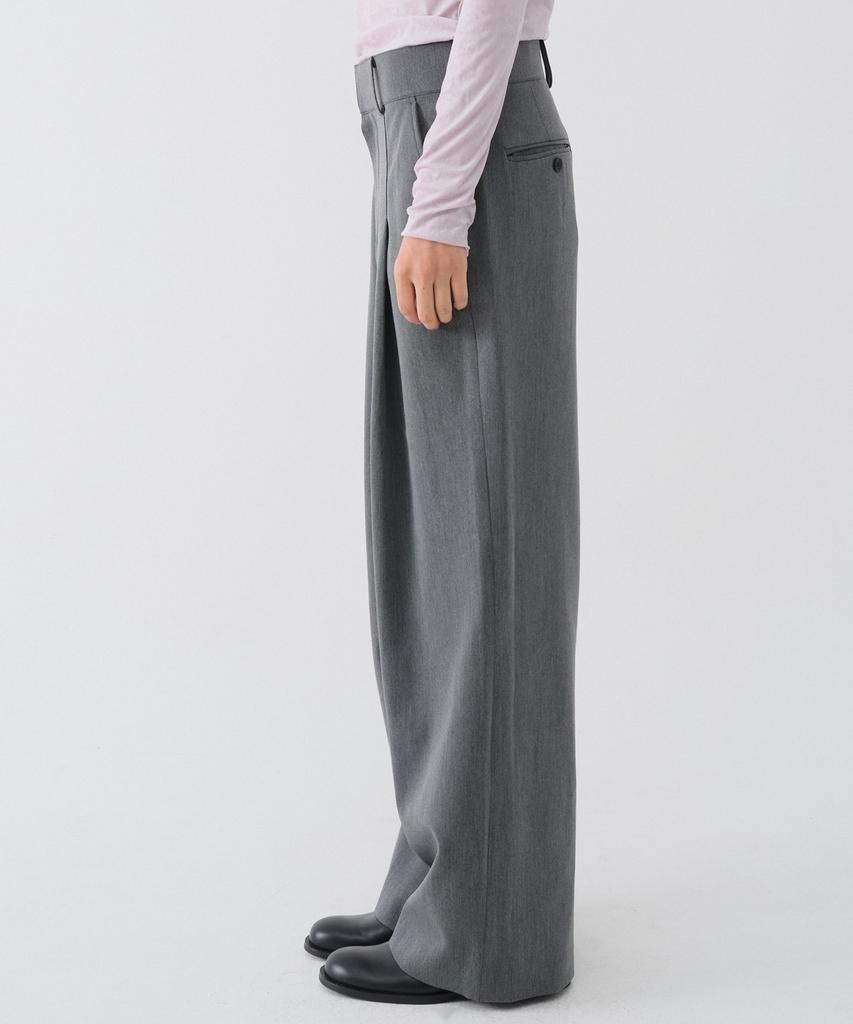 CENTAUR.KR Wool Pintuck Wide Slacks_Charcoal