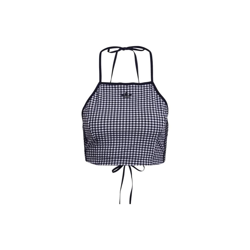 Adidas Оригинальный логотип Spice Girls, вышитый, на шнуровке, клетчатый ками, женские топы, черный HB9429