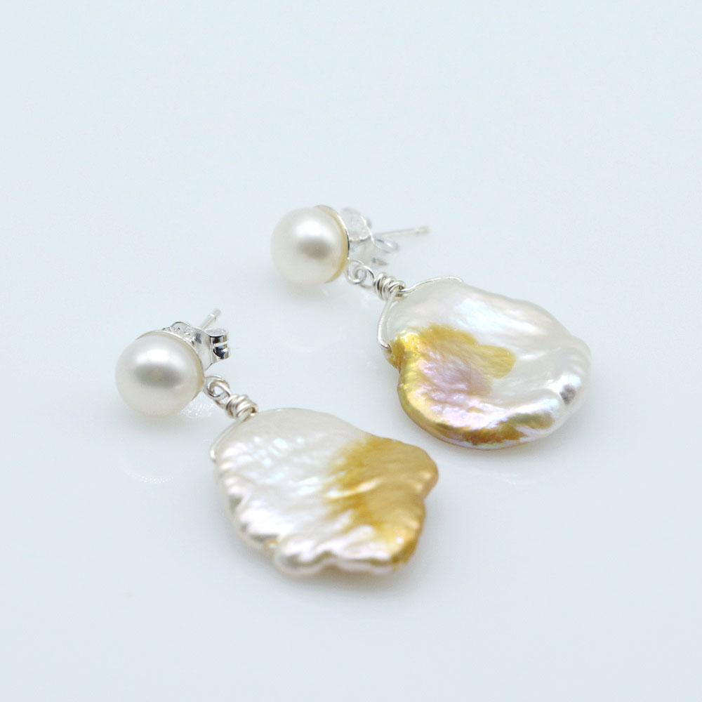 Classic Women Earrings Natural Freshwater Pearl Stud Earrings Irregular Shape Baroque Handmade Jewelry Fashion Jewelry Gift