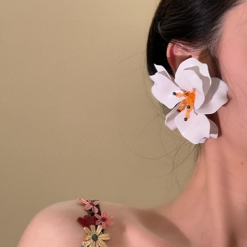 Серьги-гвоздики с цветами из акриловых стеклянных бусин, модные супер феи, серьги-гвоздики с высоким чувством, милые, маленькие, свежие, универсальные серьги