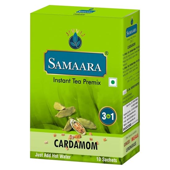 Samaara Instant Tea Premix Sachets | Cardamom Elaichi Flavoured Assam Black Tea Powder | 10 Sachets Box 150gm